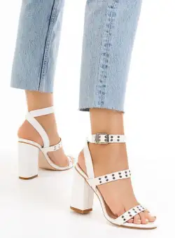 Sandale cu toc inalt Armunia albe