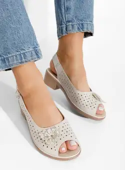 Sandale cu toc mic Salomea bej