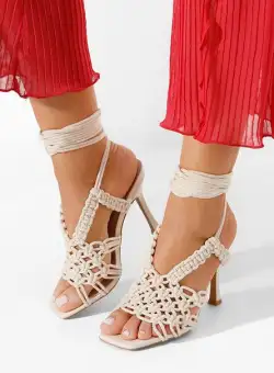 Sandale cu toc subtire Lilith bej