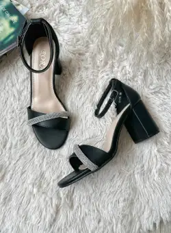 Sandale dama cu toc gros negre GH110 N8-2