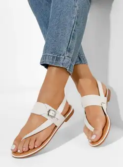 Sandale dama fara toc Tasca albe