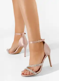 Sandale elegante cu toc Ivonna roz