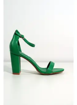 Sandale Nadia verzi cu toc gros