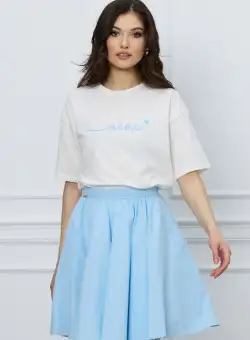 Set Mama cu tricou si fusta bleu