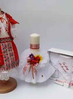 Set Traditional Botez - Costumas fetita Trusou Lumanare 7