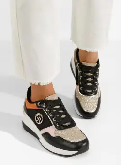 Sneakers cu platforma Deva negri