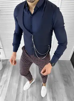 Tinuta barbati smart casual Pantaloni + Camasa+Vesta 10408