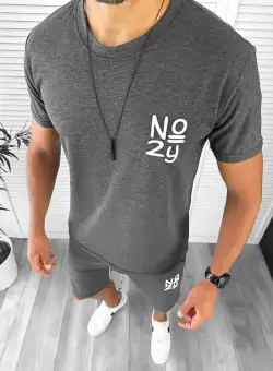 Trening barbati gri inchis pantaloni + tricou 10590 41-4