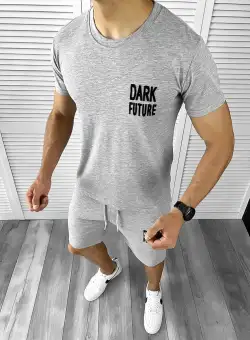 Trening barbati gri pantaloni + tricou 11699 D4-5.4