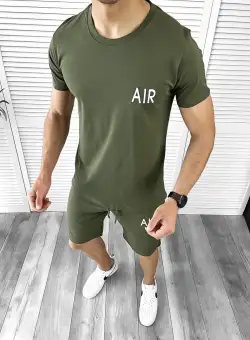 Trening barbati kaki pantaloni + tricou 201 D3-3.3