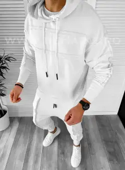 Trening barbati pantaloni + hanorac alb K031 87-4.3