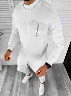 Trening barbati pantaloni + hanorac alb K156 56-1