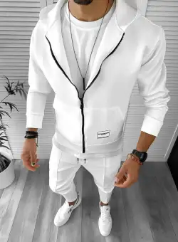 Trening barbati slim fit alb cu defect DEF635 O1-7