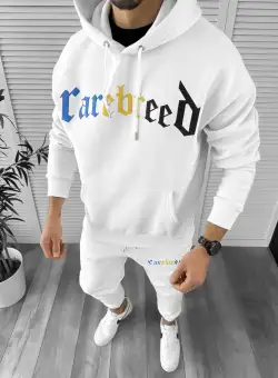 Trening barbati slim fit alb Pantaloni + Hanorac k173 X10