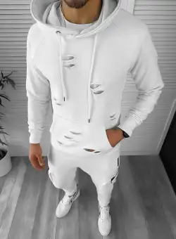 Trening barbati slim fit alb Pantaloni + Hanorac TY132 O6-5.2*