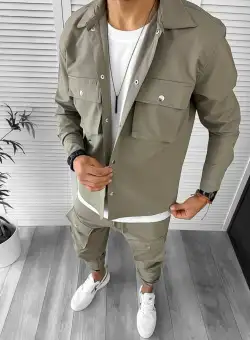 Trening barbati slim fit kaki 6049 44-5