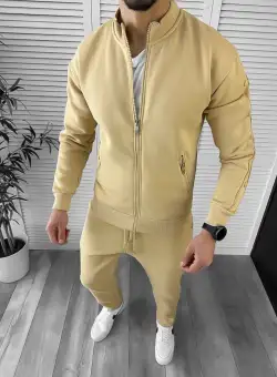 Trening barbati slim fit mustar Pantaloni + Hanorac K018 K16