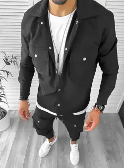 Trening barbati slim fit negru 6049 24-4.1