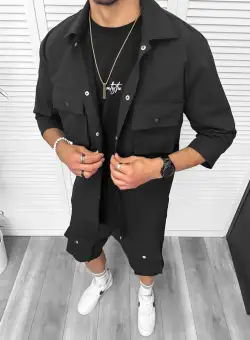 Trening barbati slim fit negru 6050A