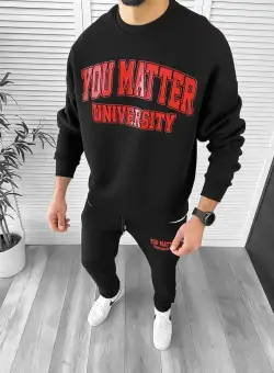 Trening barbati slim fit negru Pantaloni + Hanorac K170 Z28