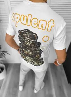 Tricou barbati alb cu imprimeu cu wpate oversize Y227 25-3.1