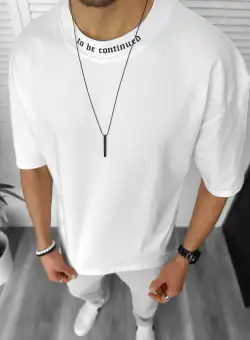 Tricou barbati alb cu imprimeu pe spate oversize 11812 N5-3.2