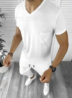 Tricou barbati alb slim fit B9303 N5-4.1
