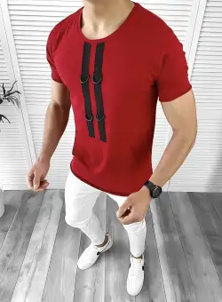 Tricou barbati rosu slim fit Vagabond B1955 N7-4.3