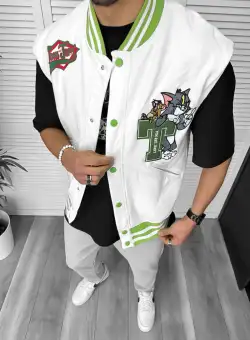 Vesta barbati casual alba cu stickere 11826 25-2.2