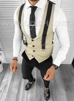 Vesta barbati eleganta slim fit bej B8083 142-6 E