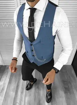 Vesta barbati eleganta slim fit bleu B8175 102-2 E~