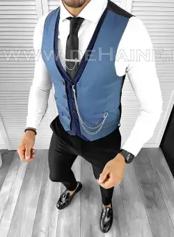 Vesta barbati eleganta slim fit bleu B8176 78
