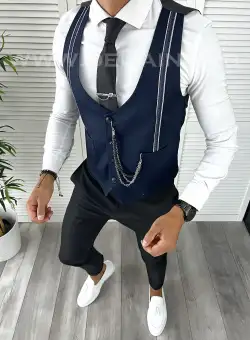 Vesta barbati eleganta slim fit bleumarin V17 107-3 E~