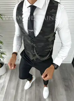 Vesta barbati eleganta slim fit camuflaj V58 23-2 E~