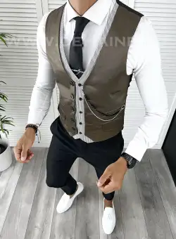 Vesta barbati eleganta slim fit maro V44 i6-5.3