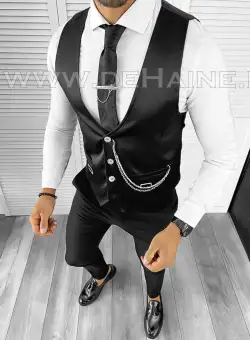 Vesta barbati eleganta slim fit neagra B8076 Q1-1