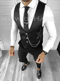 Vesta barbati eleganta slim fit neagra B8084 Q1-4