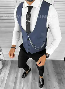 Vesta barbati slim fit albastra B8265 132-5 e/M4-4.1