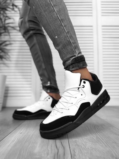 Adidasi barbati casual  albi cu negru 5919 T3