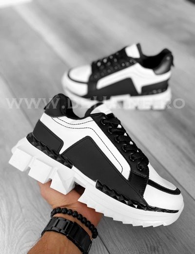 Adidasi barbati casual albi cu negru LM052  N3-4