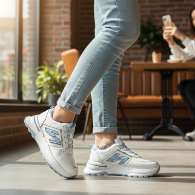 Adidasi dama casual albi cu albastru 4603 N12-3