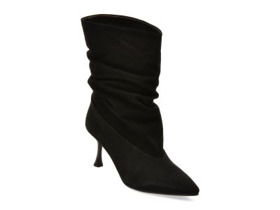Botine elegante EPICA negre, AC5872, din piele intoarsa