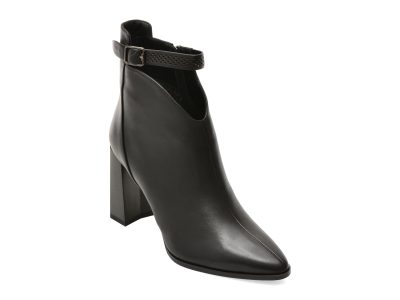 Botine elegante EPICA negre, D683, din piele naturala