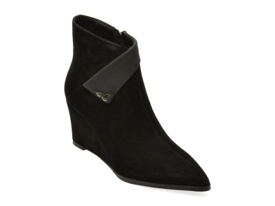Botine elegante EPICA negre, M152B, din piele intoarsa
