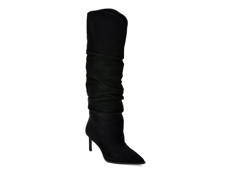 Cizme elegante EPICA negre, 2148BD, din piele intoarsa