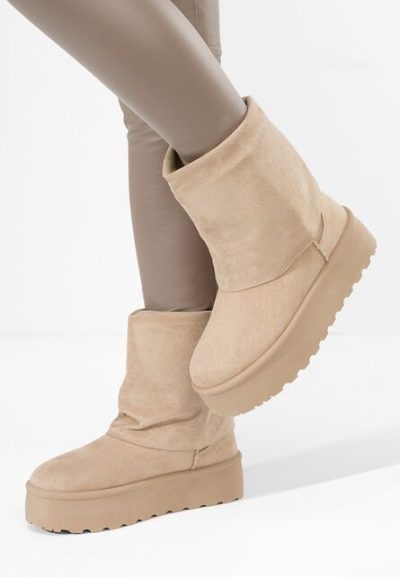 Cizme tip ugg cu platformă Janesia bej