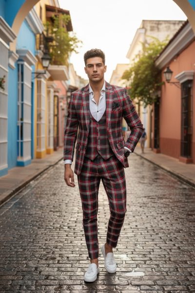 Costum barbati slim fit + Vesta A7808   84-4