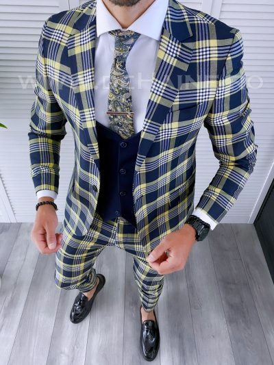Costum barbati slim fit + Vesta B4222 D3-4.1