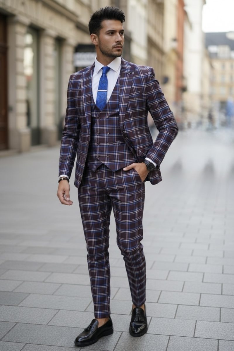 Costum barbati slim fit + Vesta B4224  91