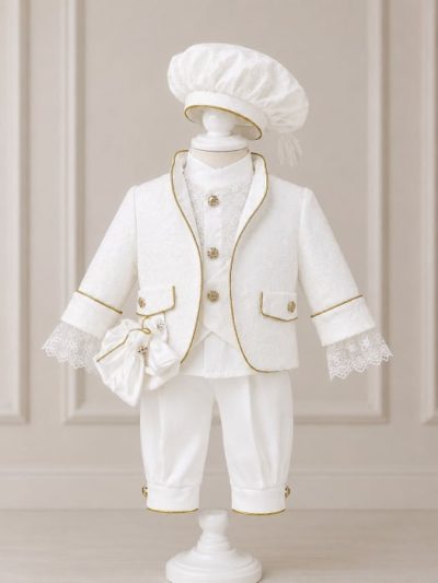 Costum de Print pentru Botez - Alb